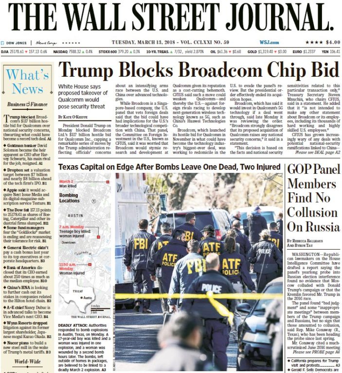 The Wall Street Jounal – 13.03.2018