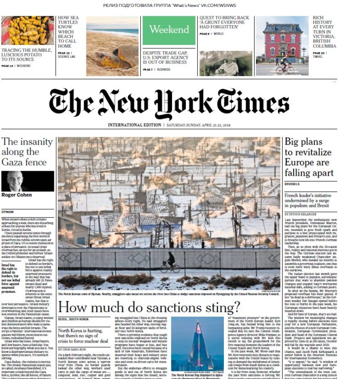 The New York Times International – 21.04.2018 – 22.04.2018